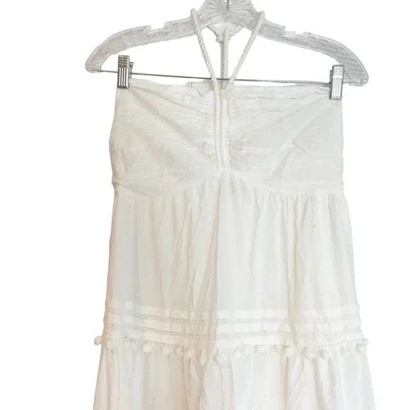 INTERMIX BEACHCLUB Lydia Halter Pompom Organic Cotton Maxi Dress Size L NWOT - Picture 9 of 10